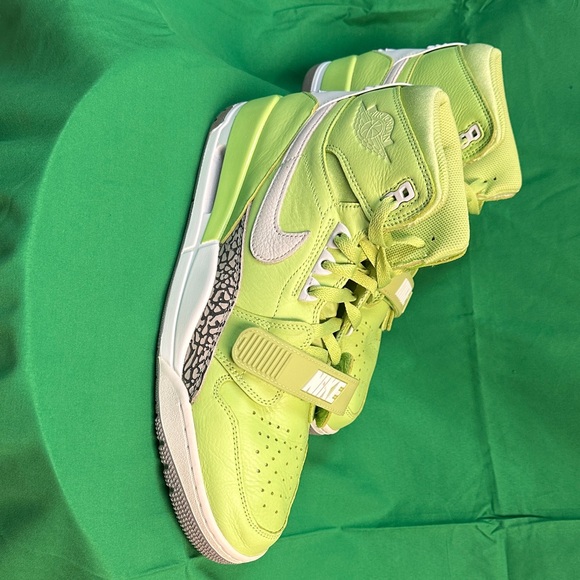 Jordan Lime Green and White Sneakers - Picture 2 of 4